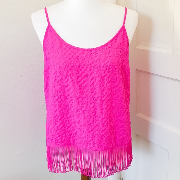 Lilly Pulitzer Tops - NWOT Lilly Pulitzer Hot Pink Fringe Tank Top Sz S